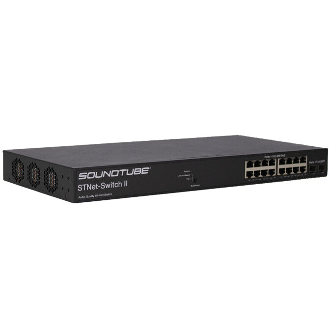 STNet-Switch II STNet® Series Rack Mount 16-port (40 W PoE per port) Audio Quality Switch
