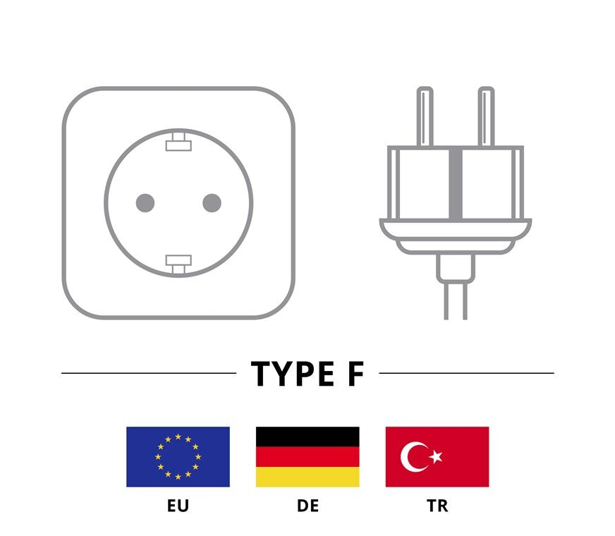 Mains Connection Cable, 1 m, Black