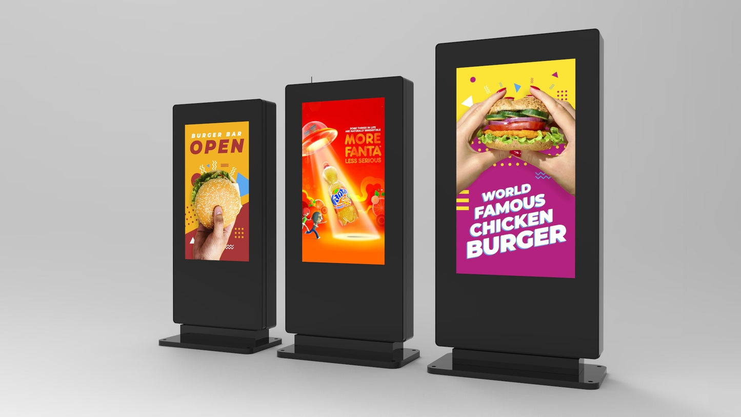 OT86E4 86" Freestanding Outdoor Digital Poster, 24/7, 2,500 cd/m²