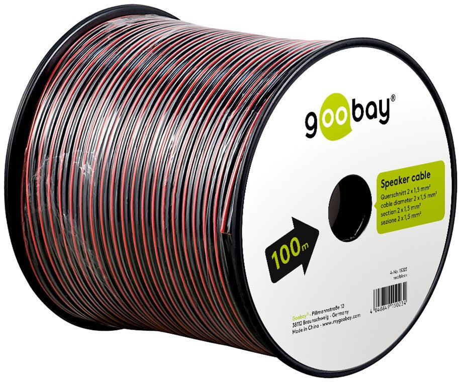 Goobay Red-Black PVC, CCA, 100 m spool, cable diameter 2 x 1.5 mm2, Eca