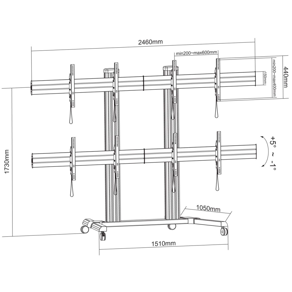 ICA-TR4VW Trolley for 4 monitors (video wall), 32-55"