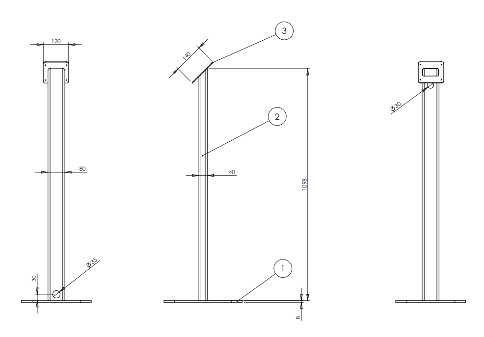 Elegance Stand 1000, 110 cm, Black