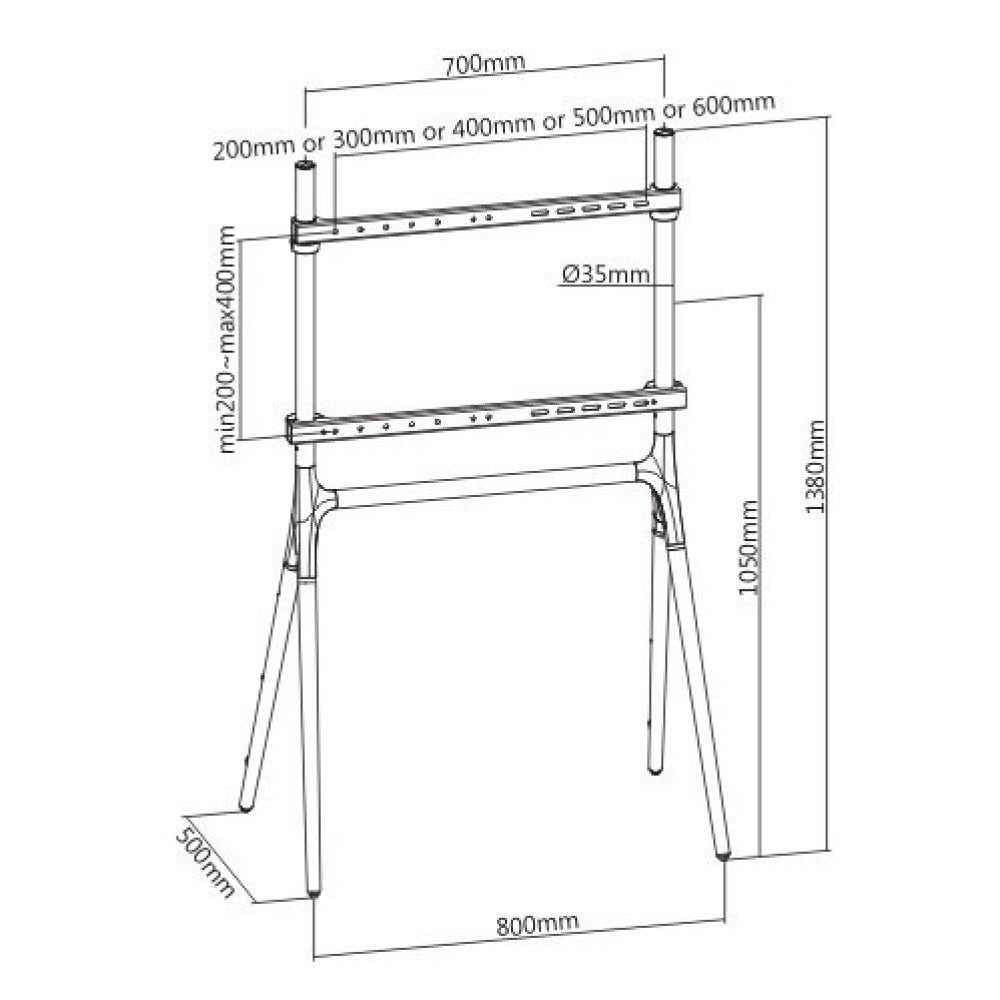 ICA-TR19 Floor Stand, 49-70", Wood, Black/Dark Wallnut