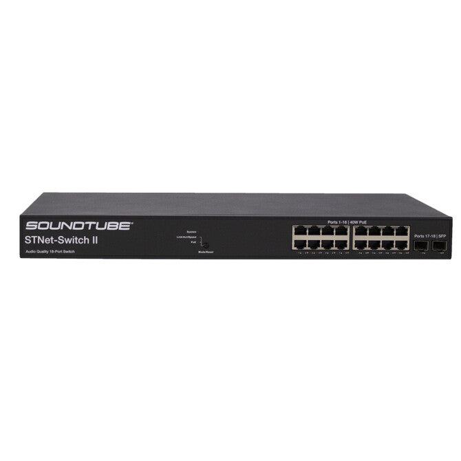 STNet-Switch II STNet® Series Rack Mount 16-port (40 W PoE per port) Audio Quality Switch