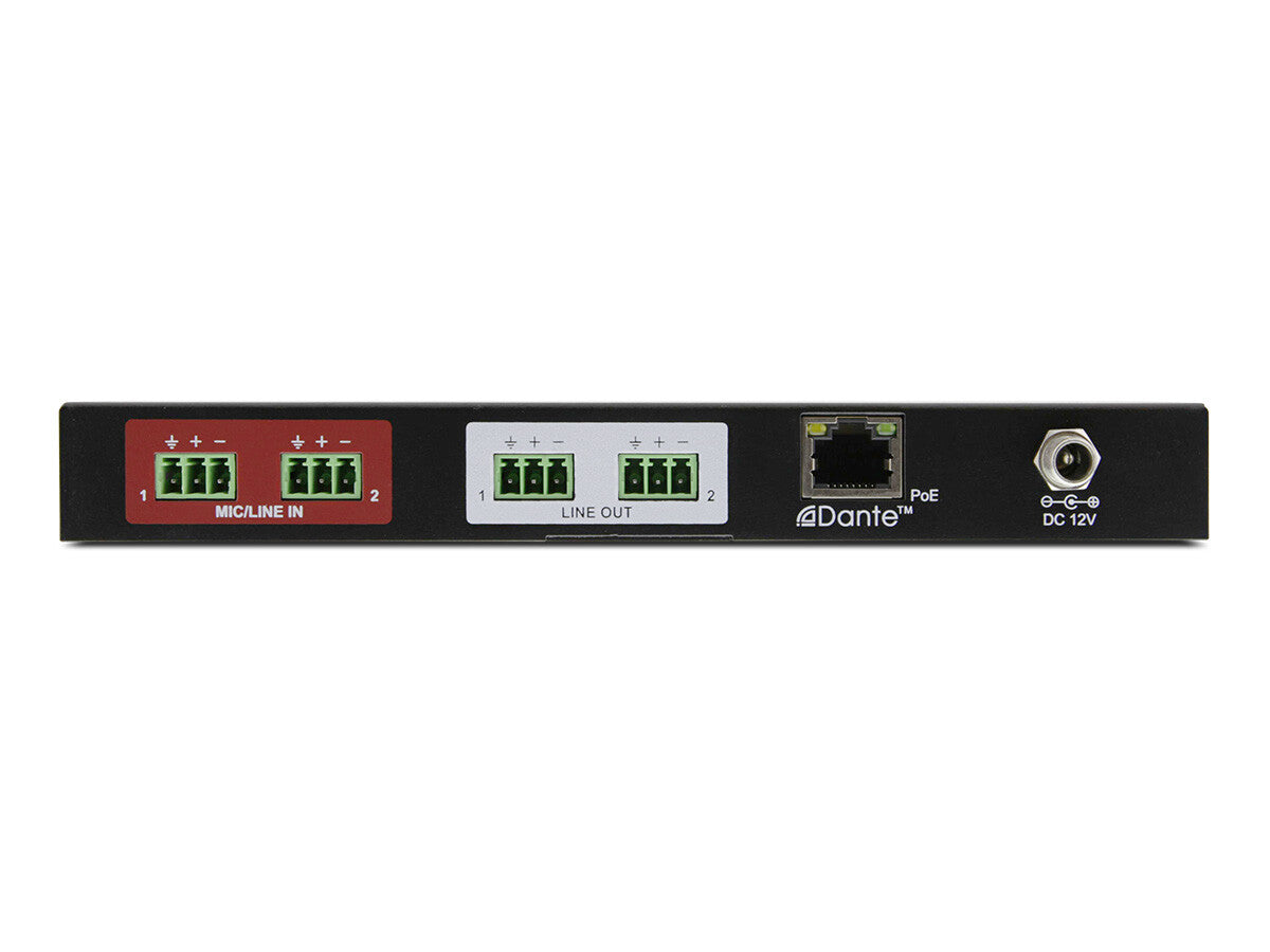 2x2 Dante Interface With 2 Mic/Line Inputs and 2 Line Outputs